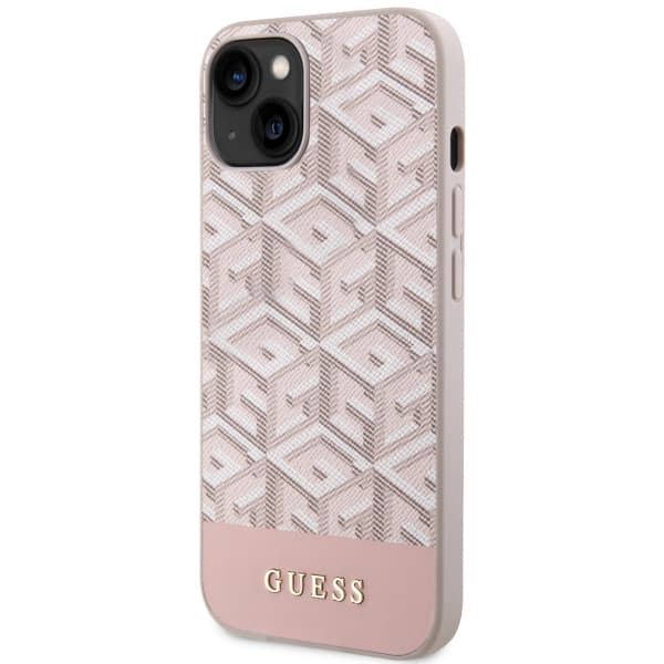 Guess GCube Stripes MagSafe-etui til iPhone 14 Plus, lyserød
