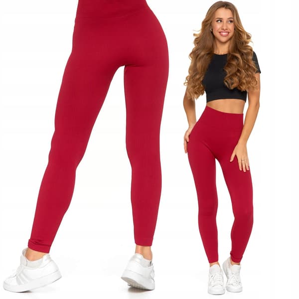 MORAJ ribbade leggings med hög midja röda S/M
