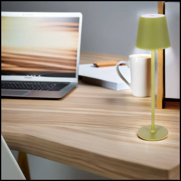 GRØN LED BORDLAMPE 38,5 CM TRÅDLØS 3 TILSTANDS TOUCH NAT