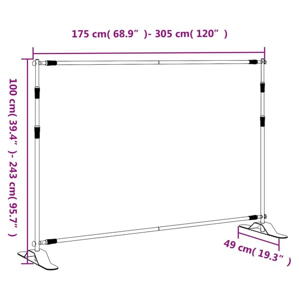 vidaXL baggrundsstativer, 2 stk., sort, 305x243 cm, stål