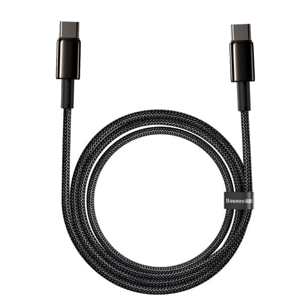 USB-C - USB-C pikalatauskaapeli 100W 2m - kokomusta