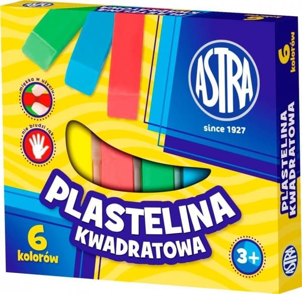 Firkantet modellervoks 6 farver ASTRA