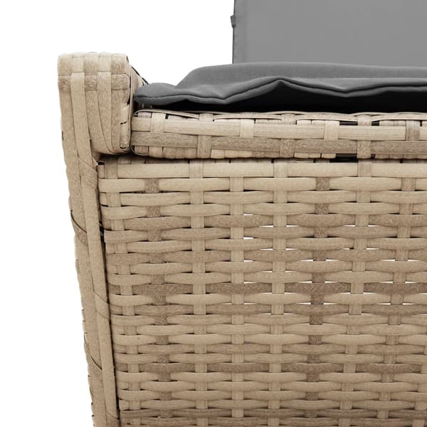 vidaXL Dubbel dagbädd med kuddar, beige, polyrotting