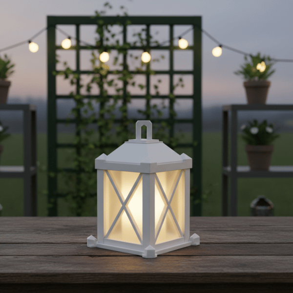 Vit LED-lykta, dekorativ LED-värmeljuslykta
