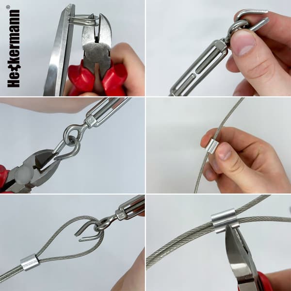 Rustfrit stålkabel 30m 3mm med tilbehør Heckermann 68in1