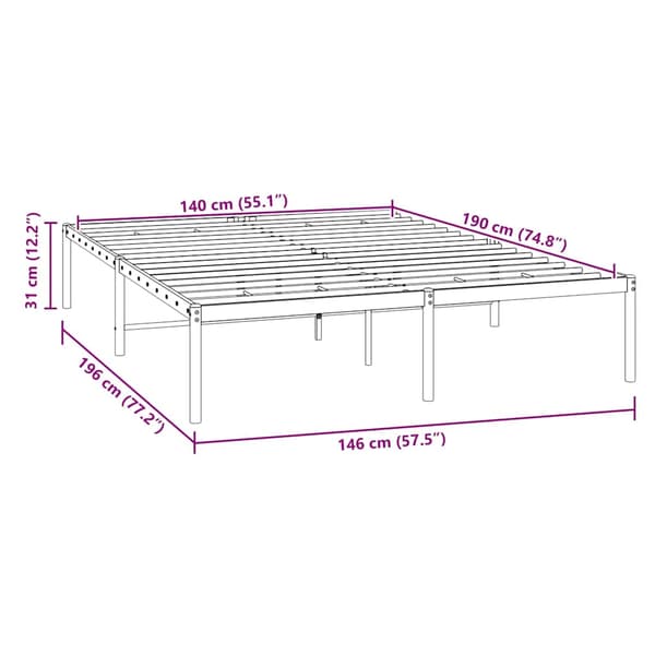 vidaXL metalsengestel sort 140x190 cm