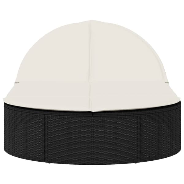 vidaXL dobbelt dagseng med hynder, sort, polyrattan