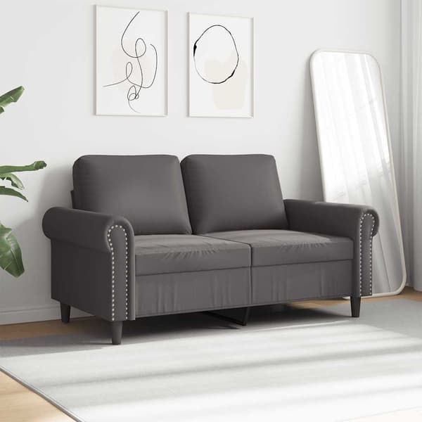 vidaXL 2-sitssoffa, grå, 120 cm, konstläder