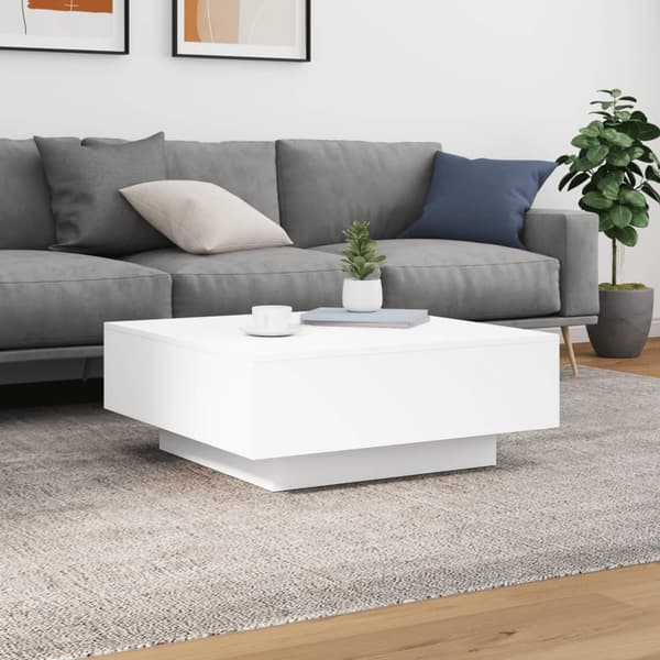 vidaXL Soffbord, Vitt, 80x80x31 cm, Spånskiva