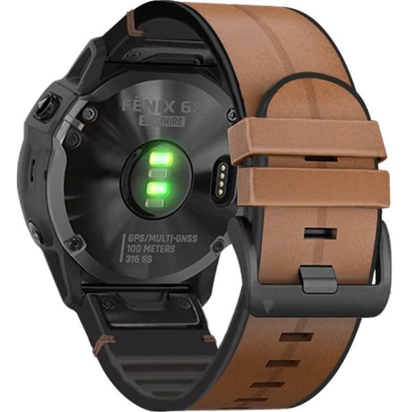 Quickfit 26 mm:n nahkaranneke Garminille, ruskea