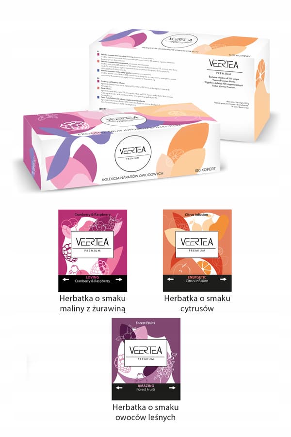 Veertea fruktinfusionsset 4 smaker 100 kuvert
