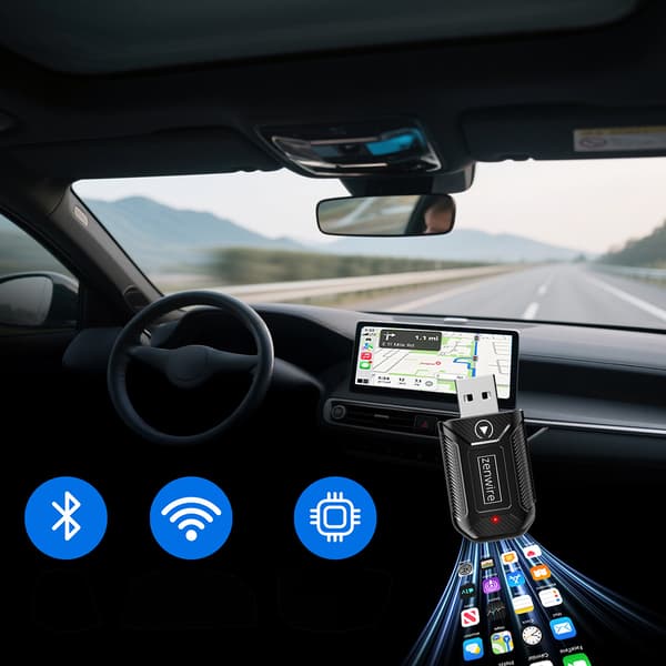 Mini-adapter Carplay Android Auto Trådløs CarLink Lyd USB USB-C 10m Zenwire M30