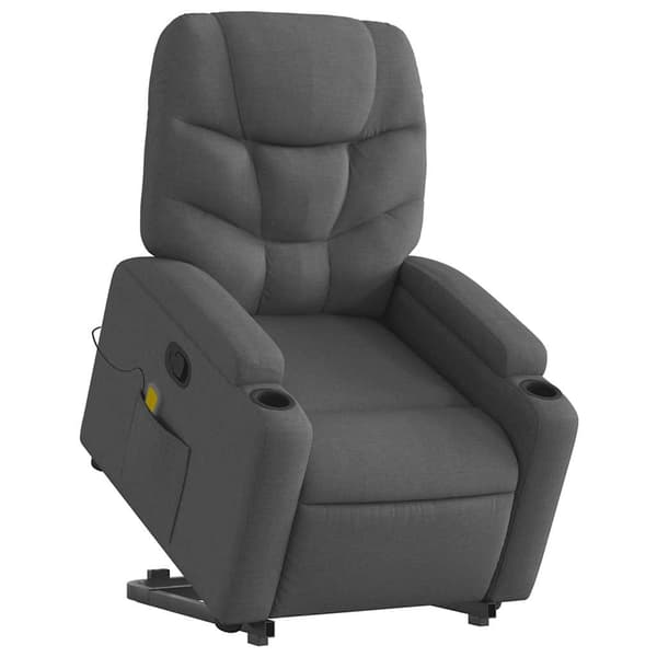 vidaXL Lyftbar massagefåtölj mörkgrå tyg