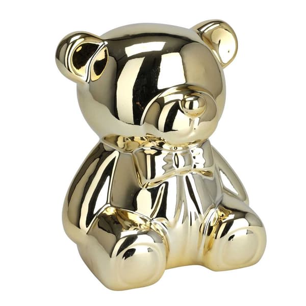 Keramisk bamse sparegris, guld