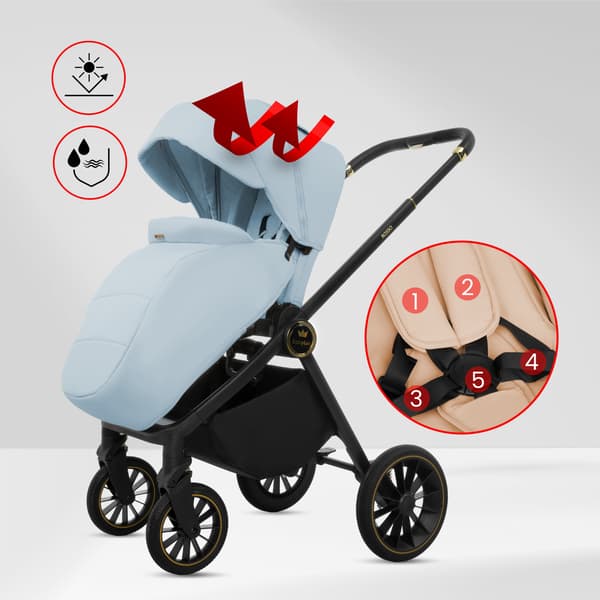 BabyLux ROSSO 2-i-1 klapvogn, gondol, let, foldbart sæt