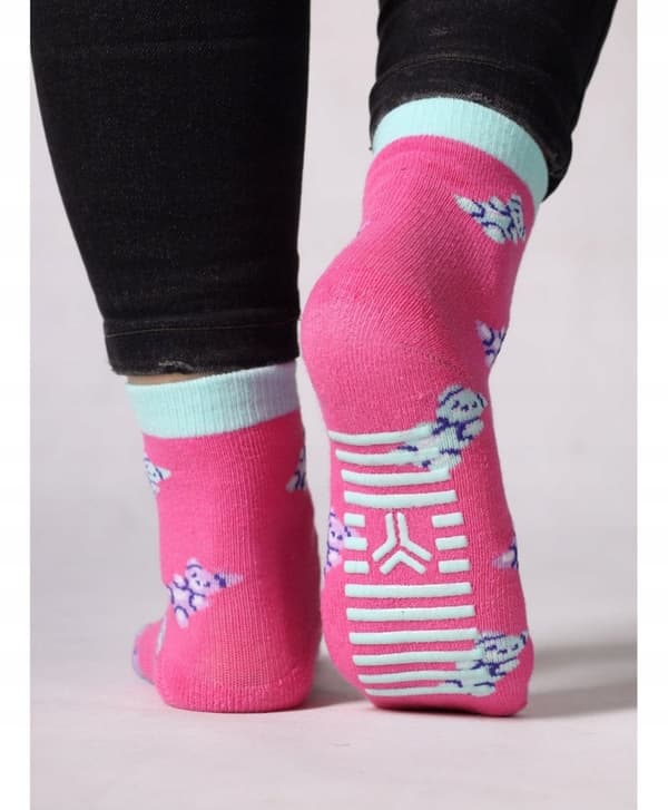 Pige strømper ABS halvfrotte varm bomuld pink 23/26