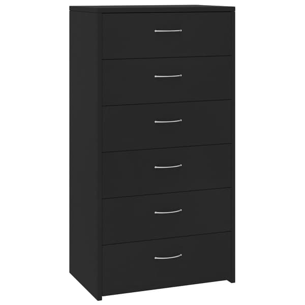 vidaXL kommode med 6 skuffer sort 50 x 34 x 96 cm spånplade