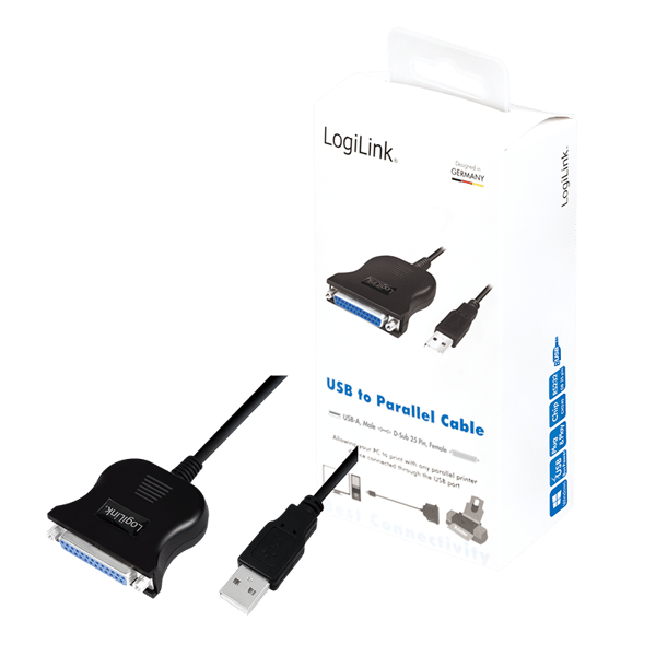 LogiLink USB-A til DB25 adapterkabel, til 1,8 m printere, adapter
