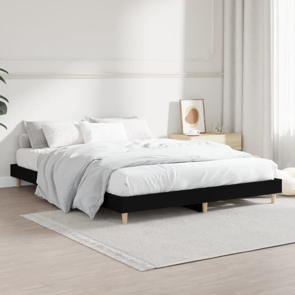 vidaXL sengestel, sort, 140x190 cm, træbaseret materiale