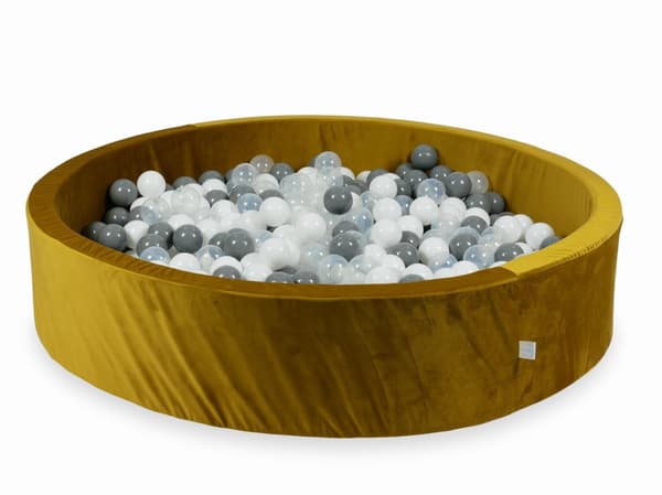 Torr bollhav 600 bitar 130x30 Sammet guld: vit, grå, transparent
