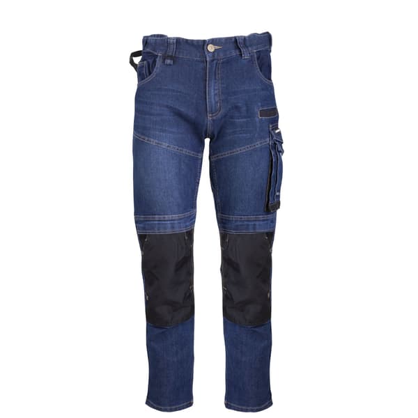 BLÅ STRETCHJEANS MED FÖRSTÄRKNING, "XL", CE, LAHTI