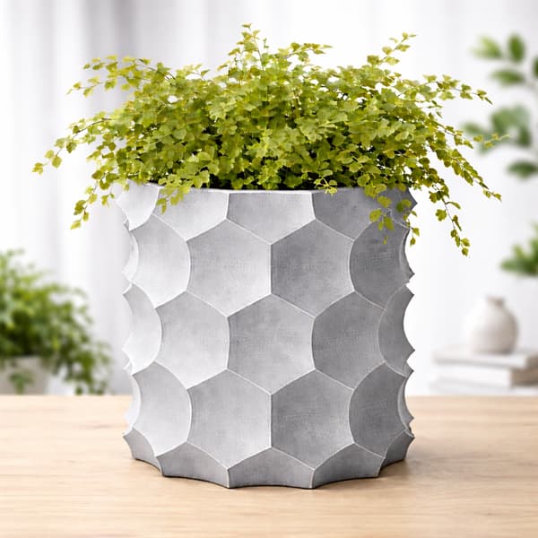 Grå 3D geometrisk blomkruka, modern dekorativ för växter