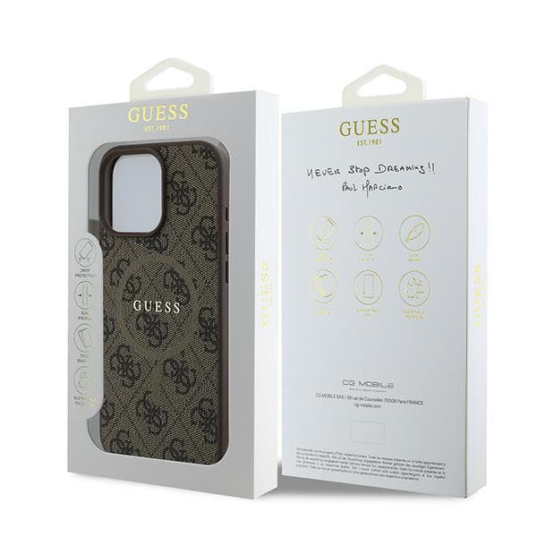 Guess 4G Ring Classic Logo MagSafe-etui til iPhone 16 Pro, brun