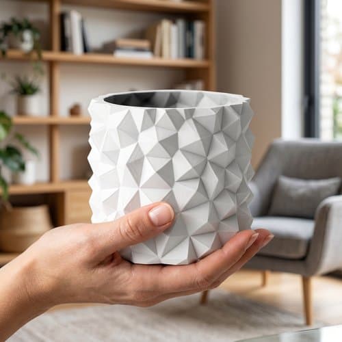 Moderne hvid urtepotte til planter, stenlook, minimalistisk