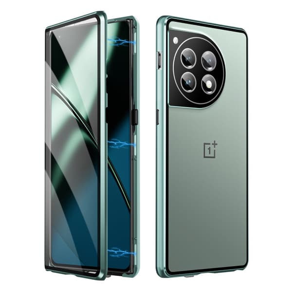 Etui til OnePlus 12 5G, Magnetisk Dobbelt Glas, Grøn