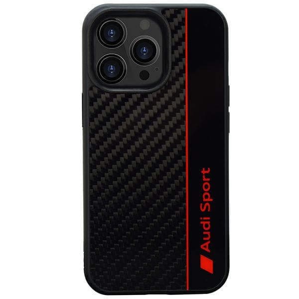 Audi Kulfiber Stripe Cover til iPhone 13 Pro / 13, Sort