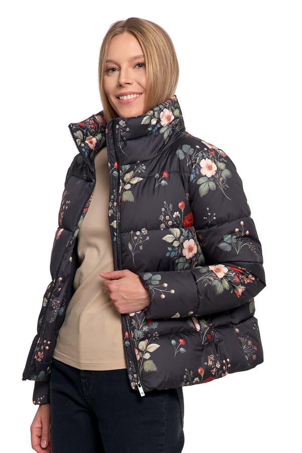 Moraj dammad jacka med högt ståkrage kort modell vinter XL