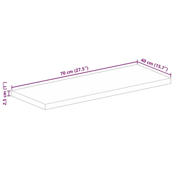 vidaXL bordplade 70x40x2,5 cm rektangulær ru mangotræ
