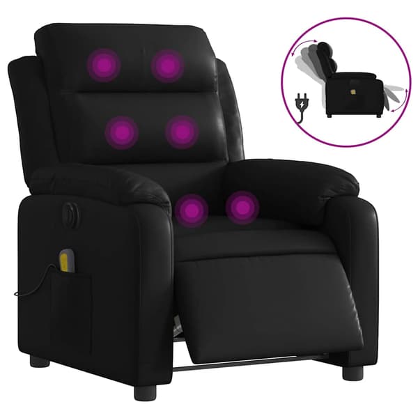 vidaXL elektrisk lænestol med massagefunktion, sort, kunstlæder