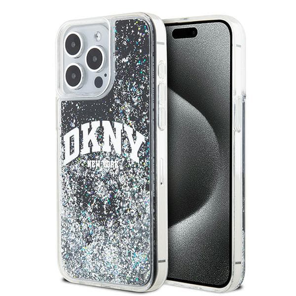 DKNY Liquid Glitter Big Logo-cover til iPhone 14 Pro Max, sort