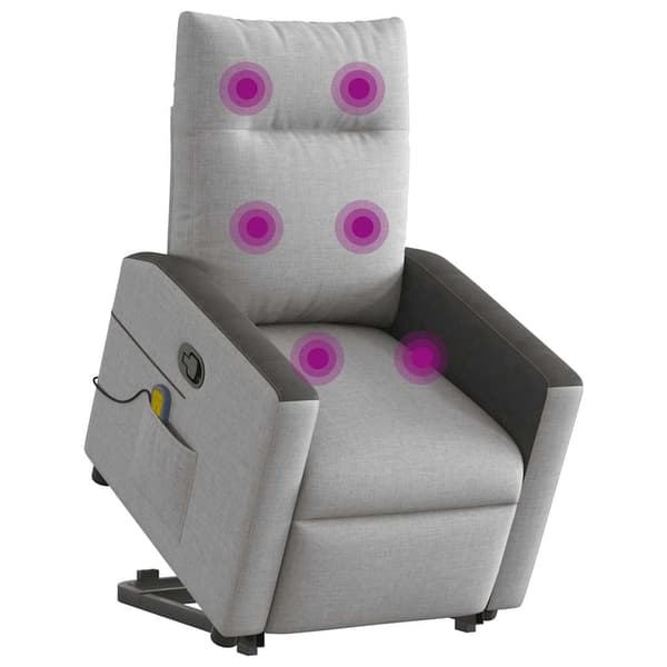 vidaXL Lyftbar massagefåtölj, grå, tyg