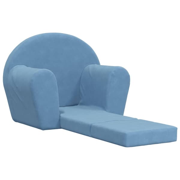 vidaXL børnesofa, blå, blød plys