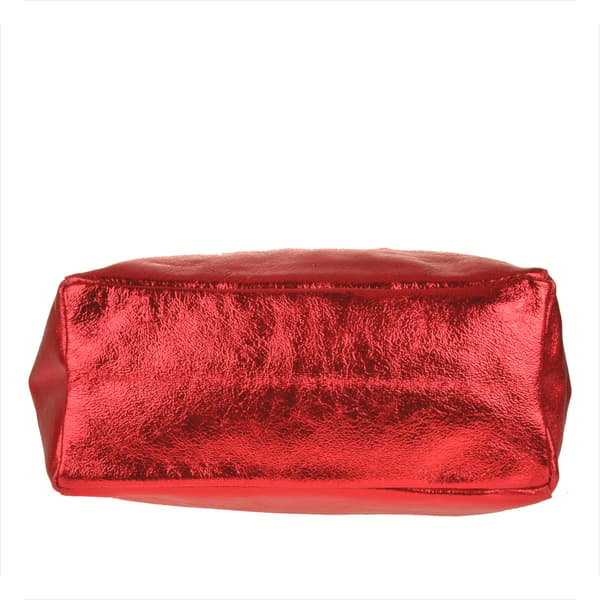 Let læder shopper taske, rød metallic