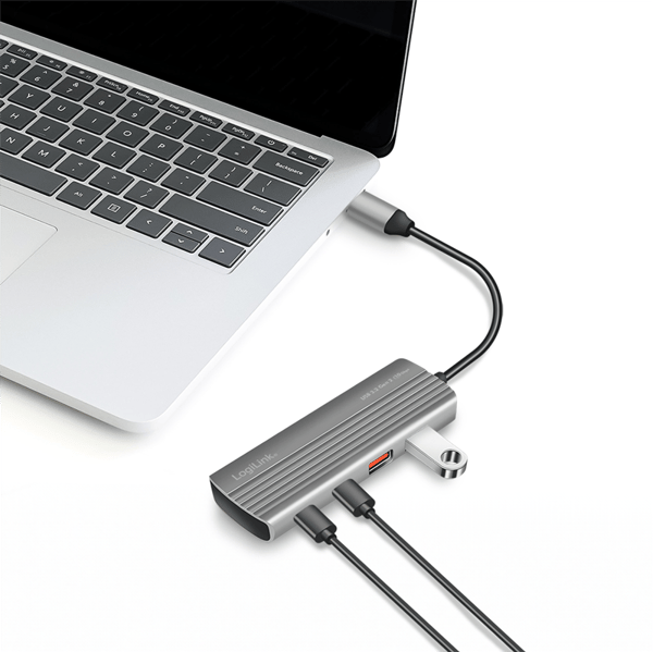 Hub USB-C 3.2 Gen2 10Gb/s 4x USB PD 100W LogiLink grå 2xUSB-A 2xUSB-C