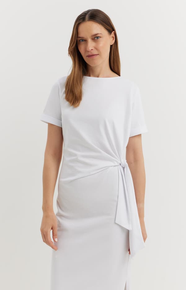 Asymmetrisk midikjole med bindebånd XS