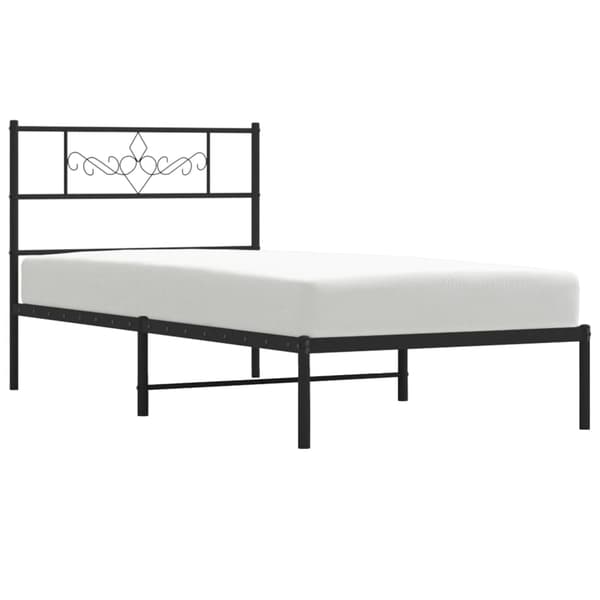 vidaXL metalsengestel med hovedgærde sort 90x190 cm