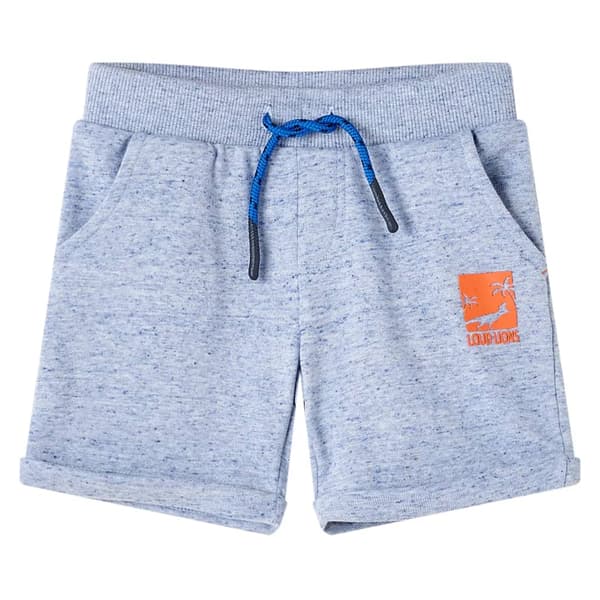 Barnshorts med dragsko, blåmelerade, 128