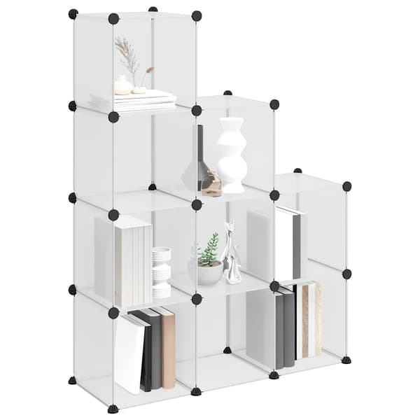 vidaXL kubehylde med 9 rum transparent PP