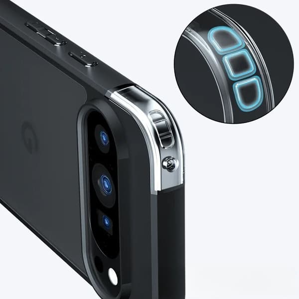 Etui til Google Pixel 9 / Google Pixel 9 Pro, Fusion Hybrid, Klar / Sort
