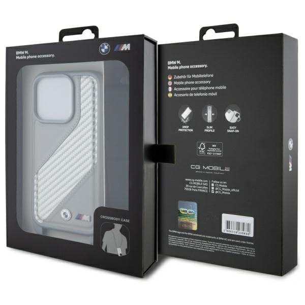 BMW M Edition Carbon Stripe & Strap Cover til iPhone 16 Pro, Grå