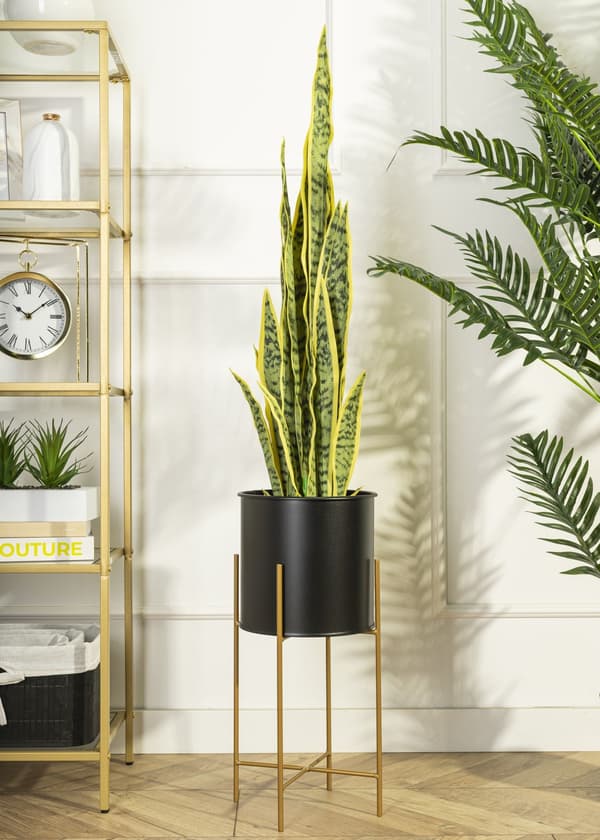 Blomstativ med lock 55 cm guldsvart