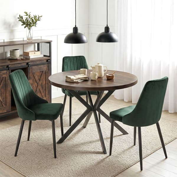 DORIAN Rundt Udtræksbord 80-160 cm Valnød/Sort Moderne Loft