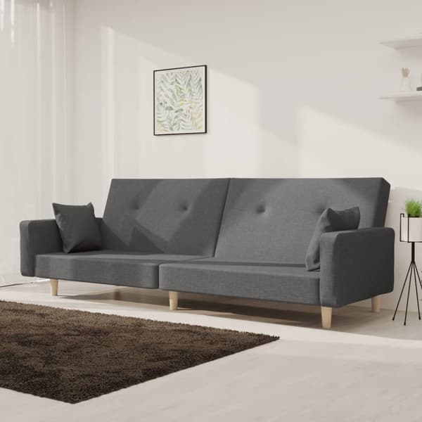 vidaXL 2-sitssoffa med 2 kuddar, ljusgrå, klädd i tyg