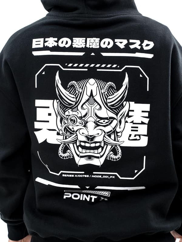 Techwear Herre Oversize Hættetrøje Black Point X Monster M