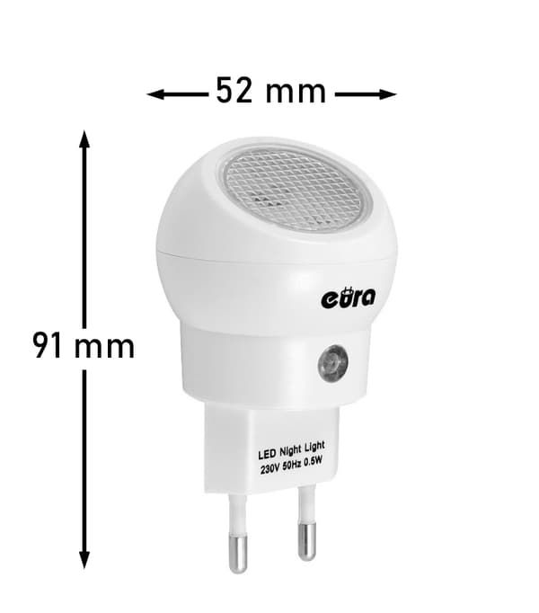 LED-natlampe til 230V stikkontakt med skumringssensor
