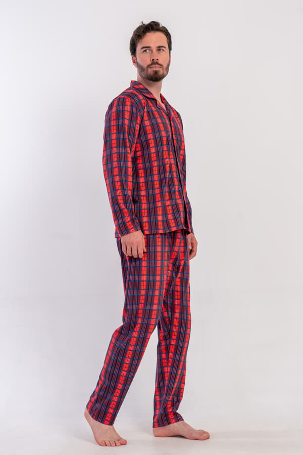 Herrpyjamas i bomull, långärmad, långbyxor, Vienetta M, dragkedja